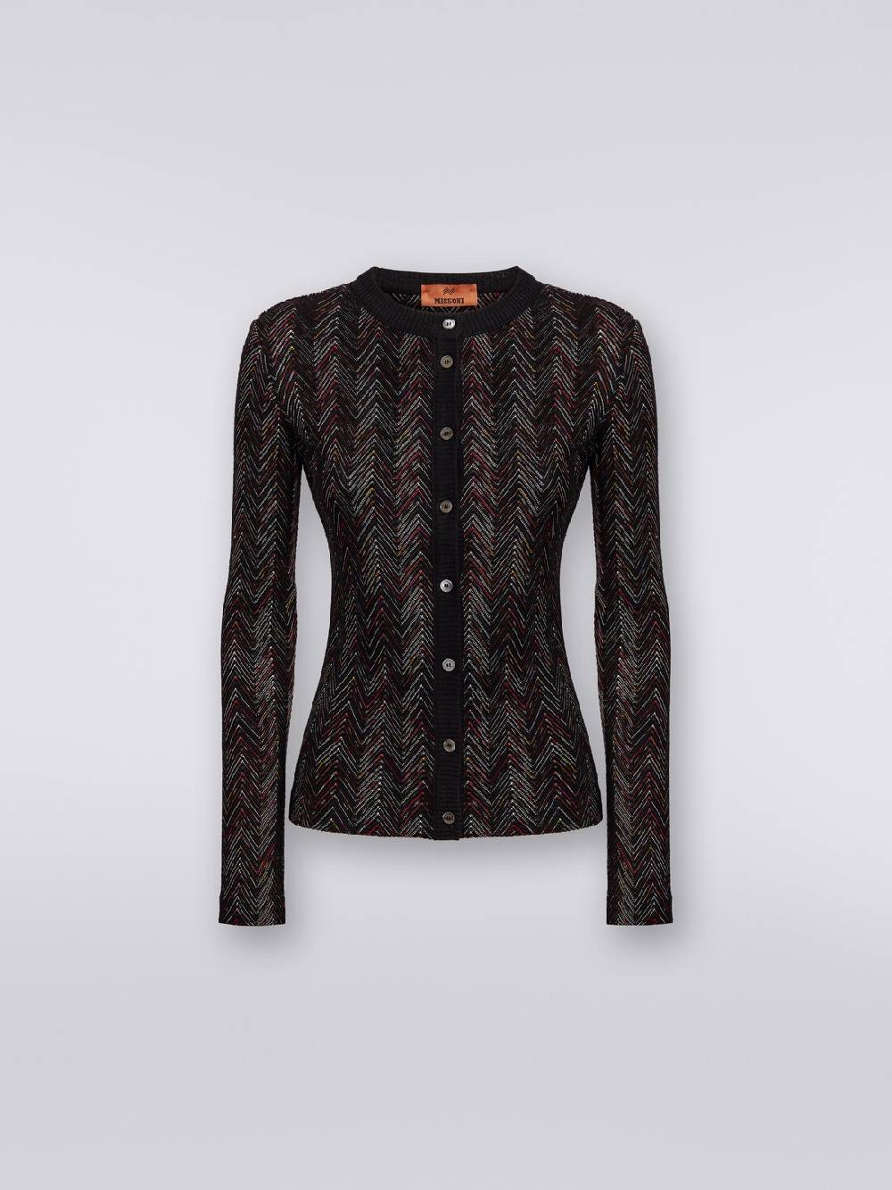 Missoni Cardigan corto in maglia di lana e viscosa con zig zag in rilievo Novità