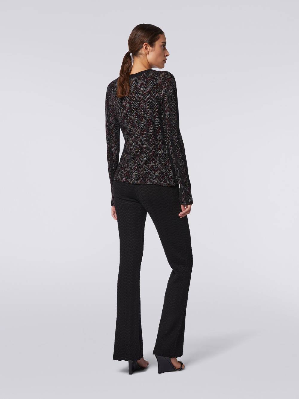 Missoni Cardigan corto in maglia di lana e viscosa con zig zag in rilievo Novità