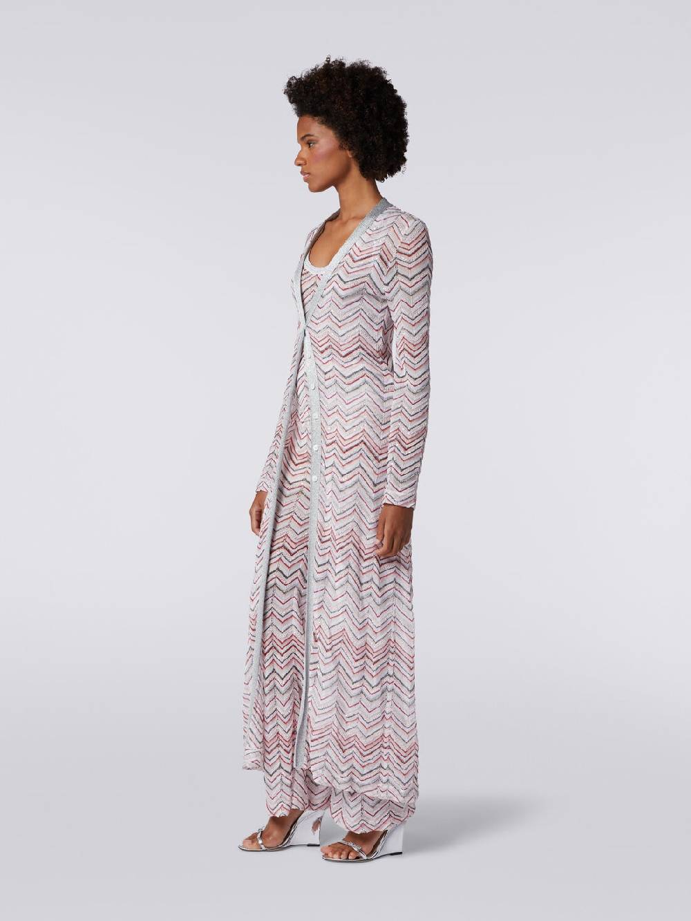 Missoni Cardigan lungo in maglia zig zag con lurex e paillettes Economico
