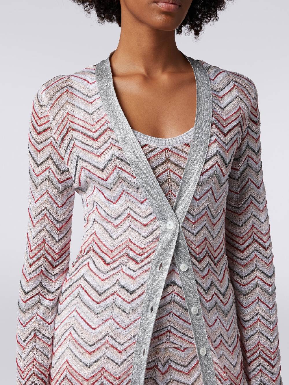 Missoni Cardigan lungo in maglia zig zag con lurex e paillettes Economico