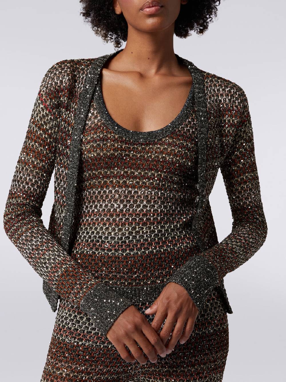Missoni Cardigan corto in maglia a rete con paillettes Saldi