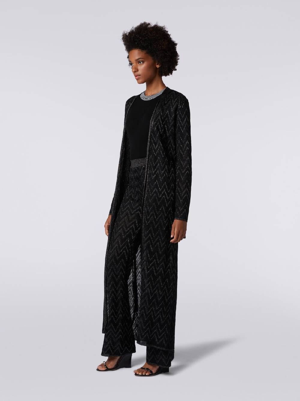 Missoni Cardigan lungo in maglia chevron con lurex Vendita Calda