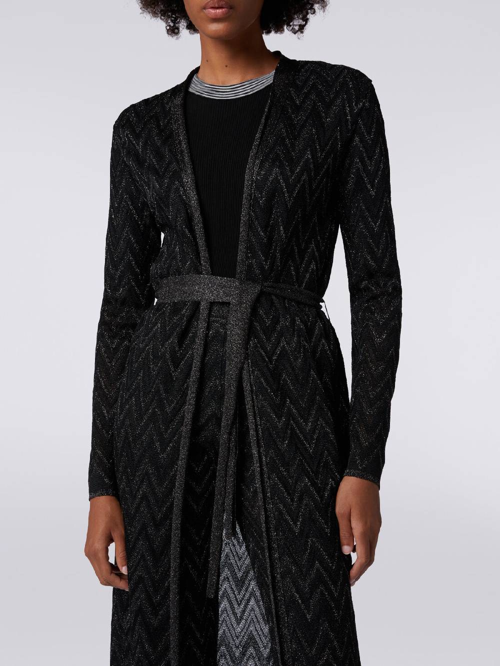 Missoni Cardigan lungo in maglia chevron con lurex Vendita Calda