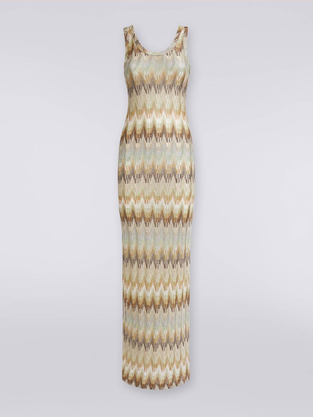 Missoni Abito lungo smanicato in viscosa zig zag con lurex Vendita Economica