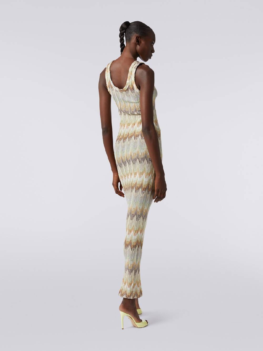 Missoni Abito lungo smanicato in viscosa zig zag con lurex Vendita Economica