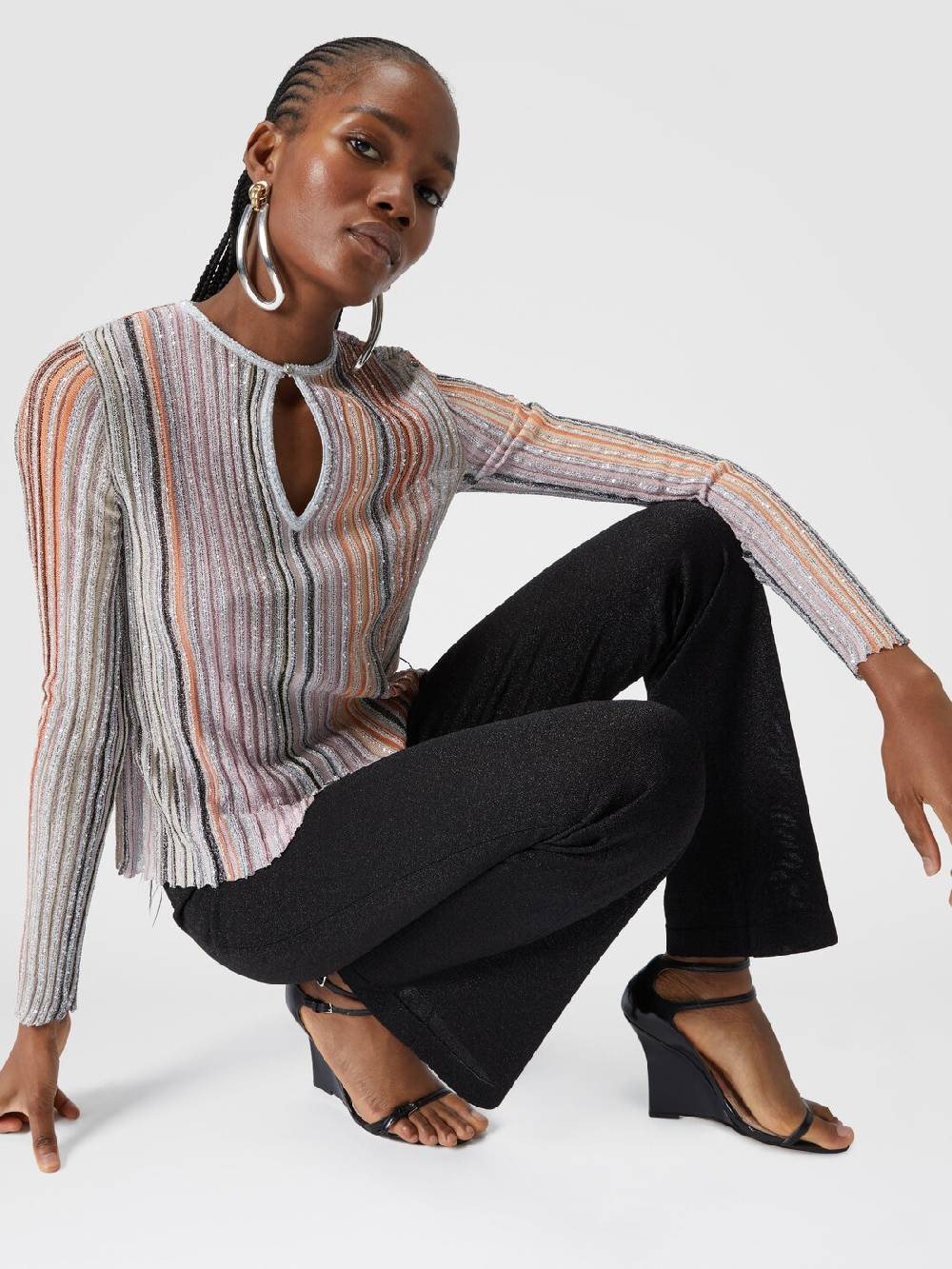 Missoni Pantaloni dritti in viscosa effetto glitter In Saldo