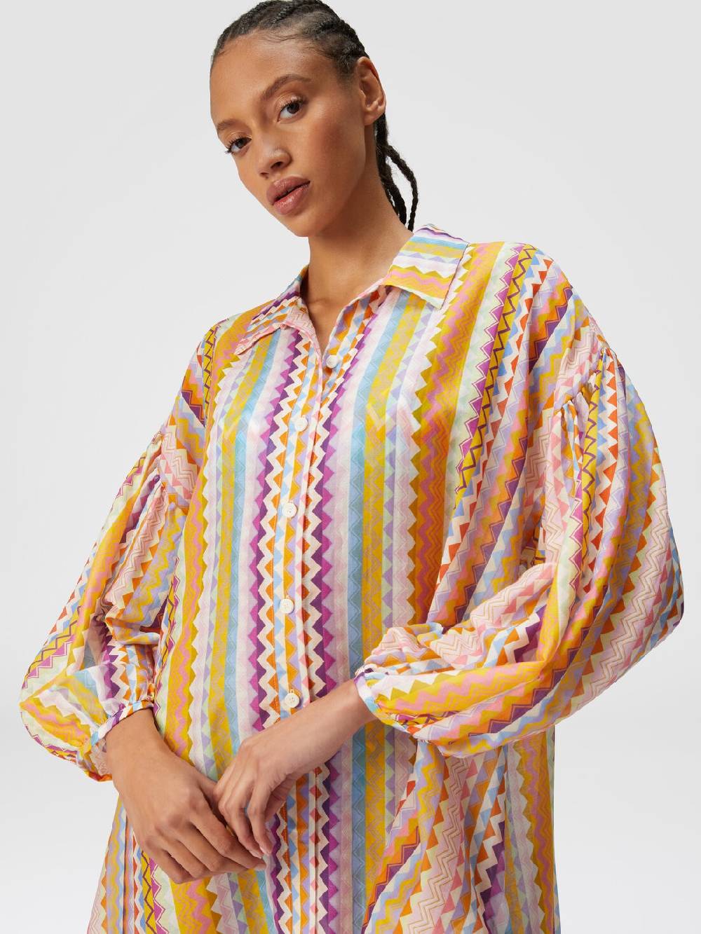 Missoni Blusa oversize in seta e cotone stampa zig zag Nuova
