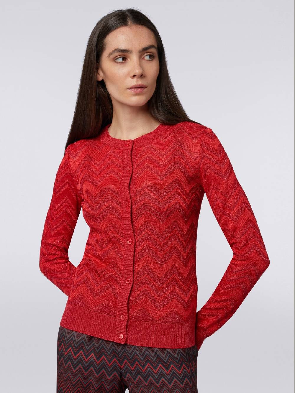 Missoni Cardigan in maglia zig zag tonale con lurex 2025