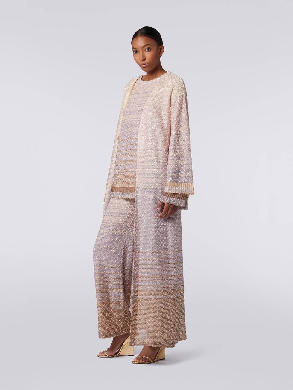 Missoni Cardigan lungo in maglia dégradé con paillettes Sconti questo mese