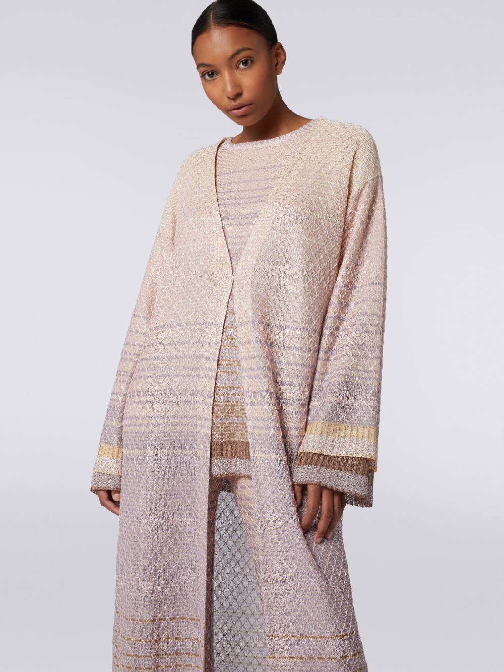 Missoni Cardigan lungo in maglia dégradé con paillettes Sconti questo mese