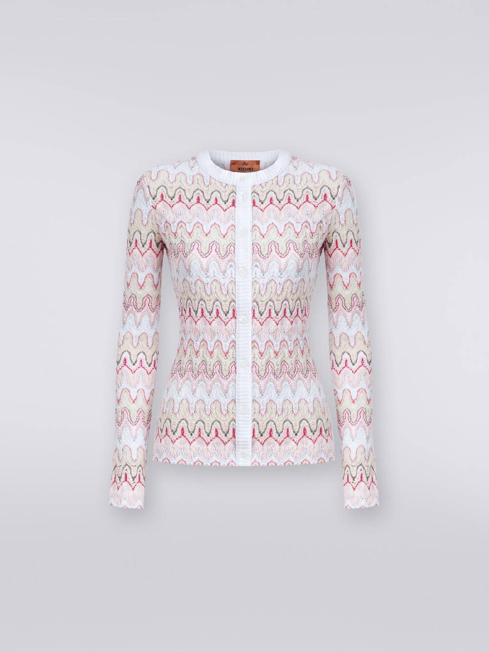 Missoni Cardigan in maglia con profili a contrasto e motivo a onde Spedizione Gratuita