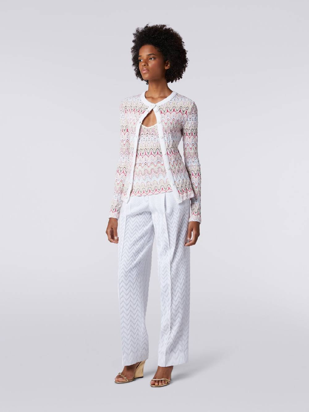 Missoni Cardigan in maglia con profili a contrasto e motivo a onde Spedizione Gratuita