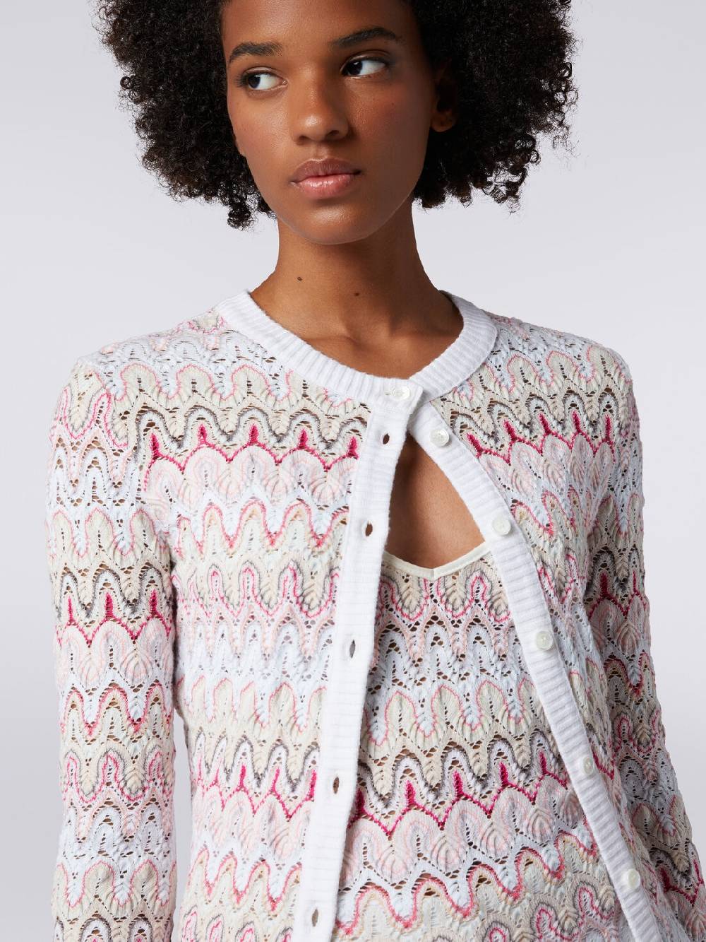 Missoni Cardigan in maglia con profili a contrasto e motivo a onde Spedizione Gratuita