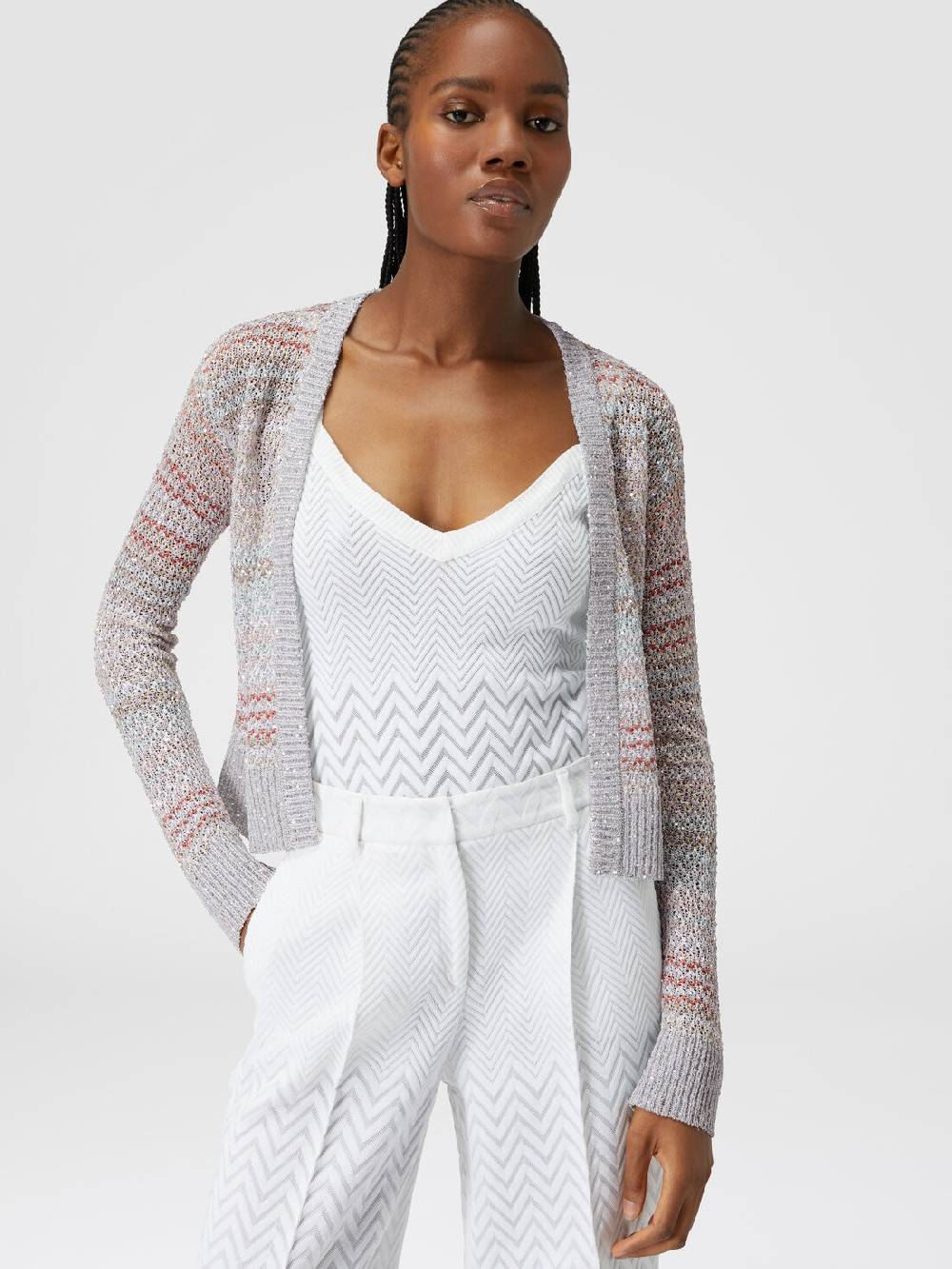 Missoni Cardigan corto in maglia a rete con paillettes Pezzi Unici