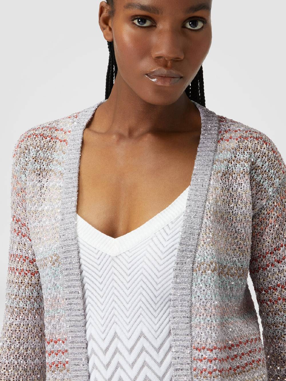 Missoni Cardigan corto in maglia a rete con paillettes Pezzi Unici