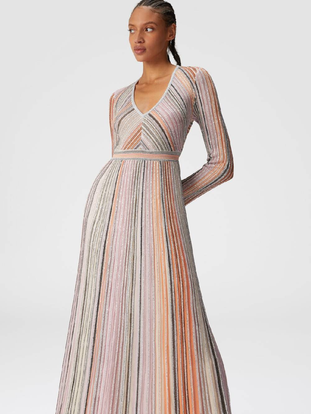 Missoni Abito lungo in maglia plissée lamé Soddisfazione Garantita