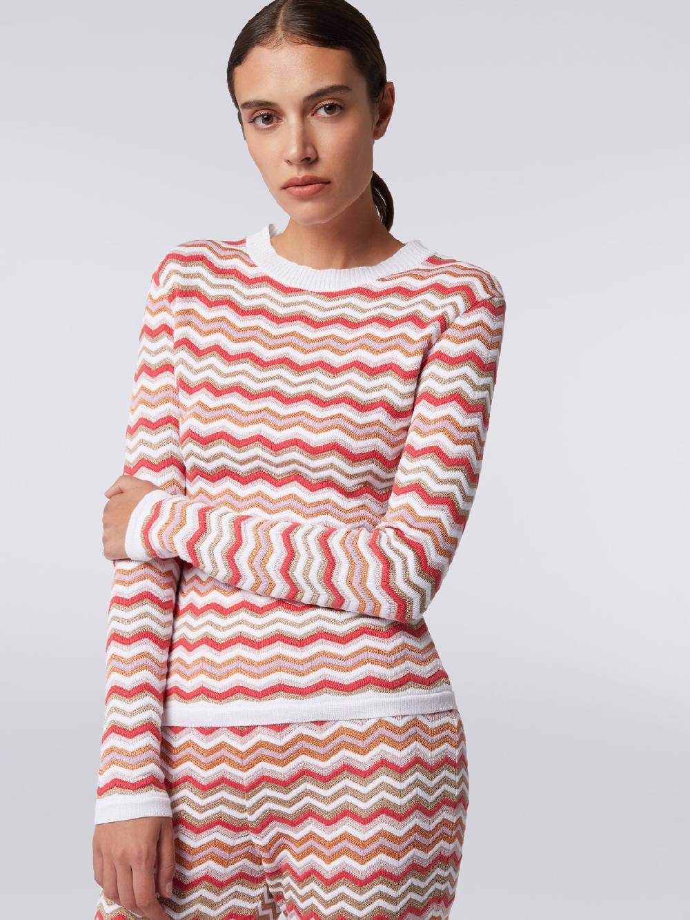 Missoni Pullover girocollo in cotone e viscosa zig zag Consegna Veloce