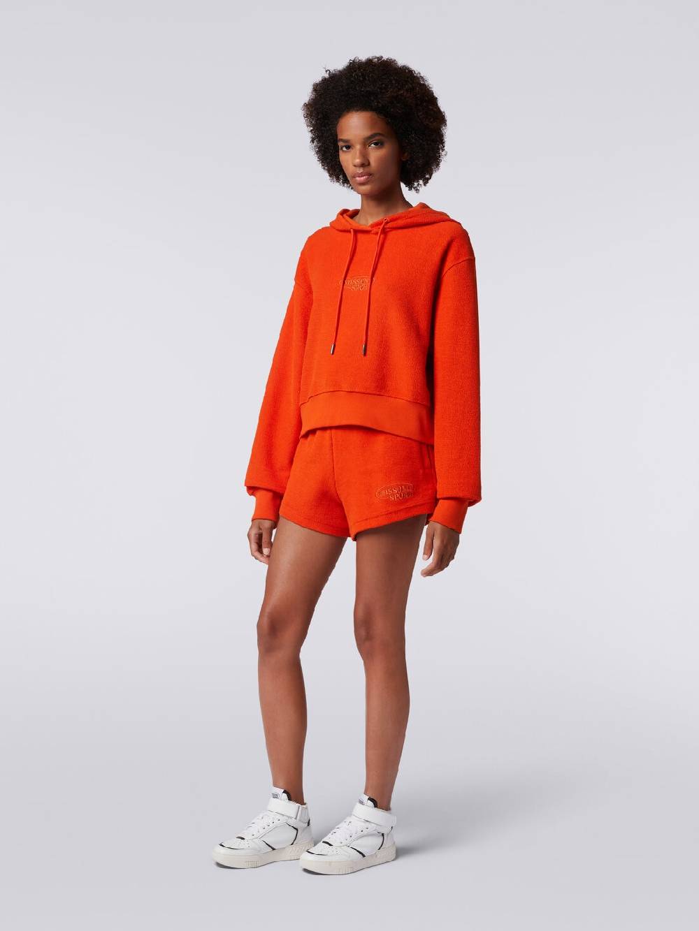 Missoni Felpa garzata crop con cappuccio e logo Fino Al -60%