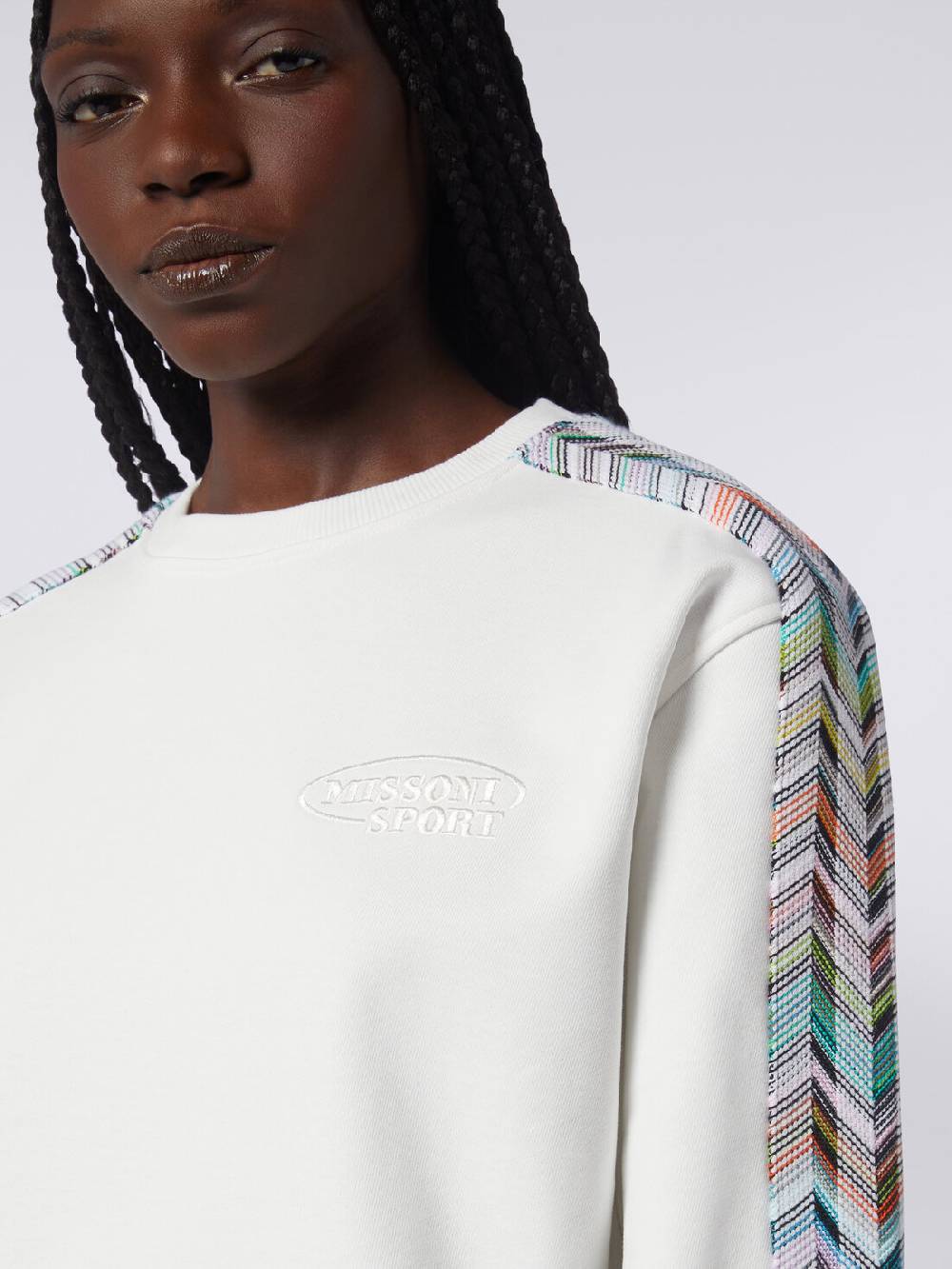 Missoni Felpa girocollo con logo e dettagli in maglia Presa