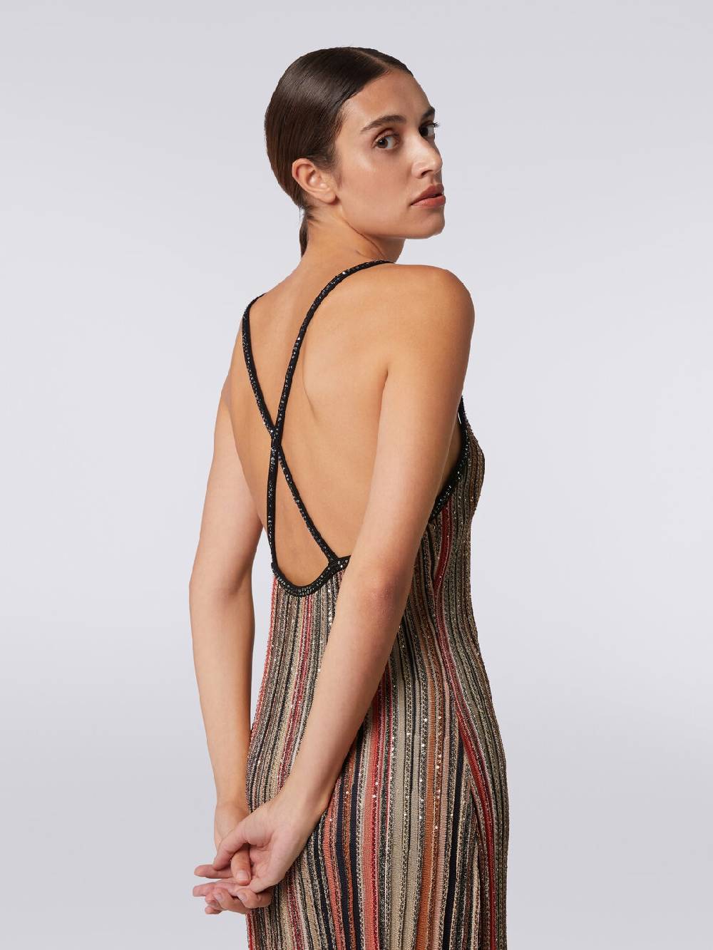 Missoni Mini-abito in maglia a righe verticali con paillettes In Vendita