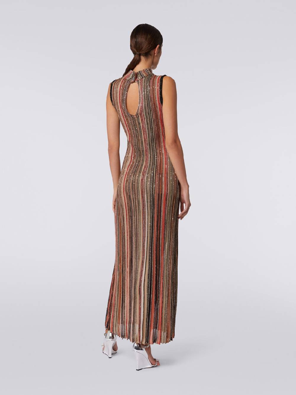Missoni Abito lungo in maglia a righe verticali con paillettes Saldi