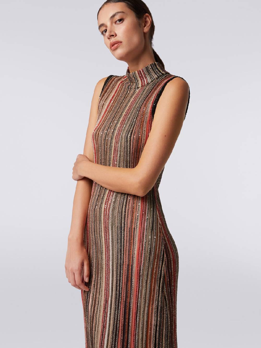 Missoni Abito lungo in maglia a righe verticali con paillettes Saldi