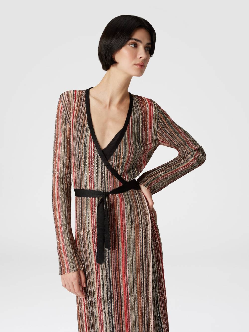 Missoni Abito lungo con chiusura a portafoglio e paillettes Online