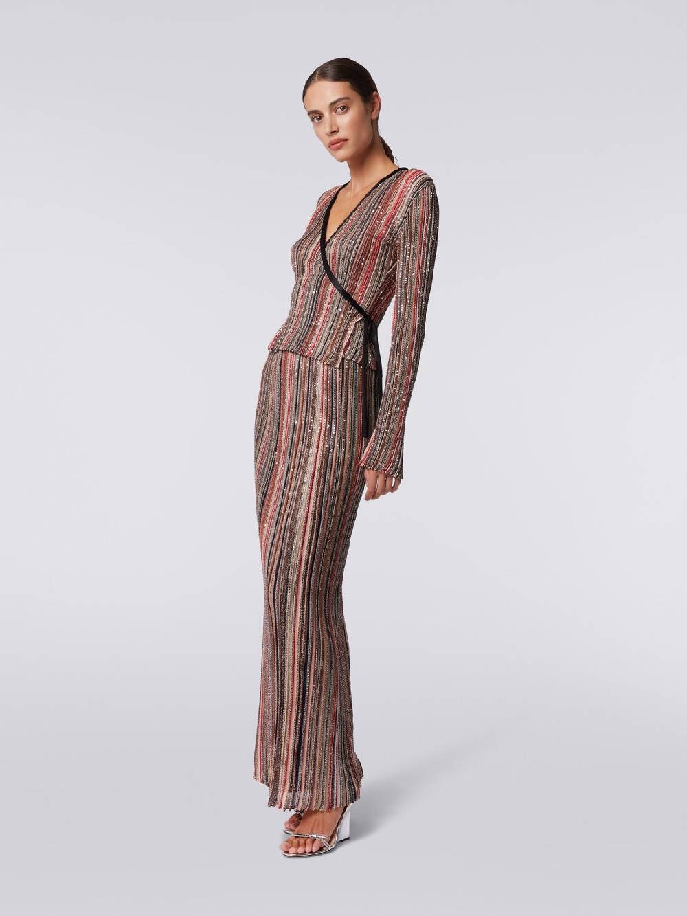 Missoni Gonna lunga plissée a righe verticali con paillettes Hotsell