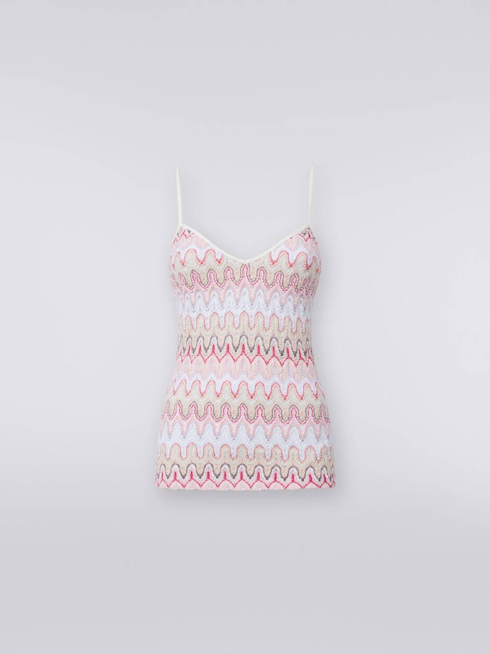 Missoni Top con scollatura a V e spalline in misto viscosa a onde effetto pizzo Saldi
