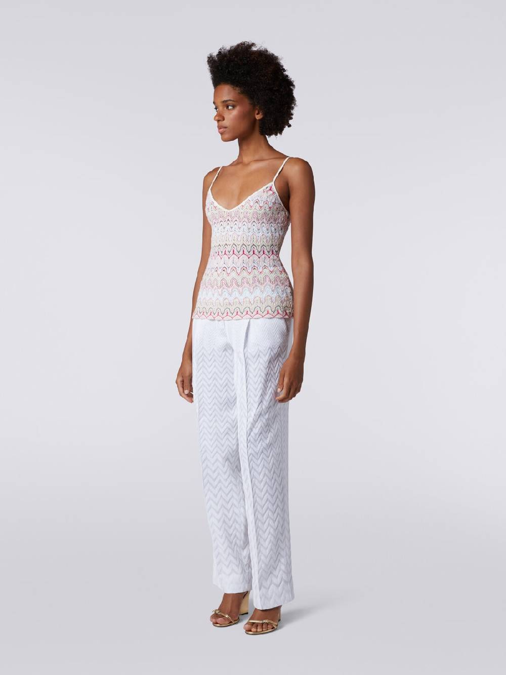 Missoni Top con scollatura a V e spalline in misto viscosa a onde effetto pizzo Saldi