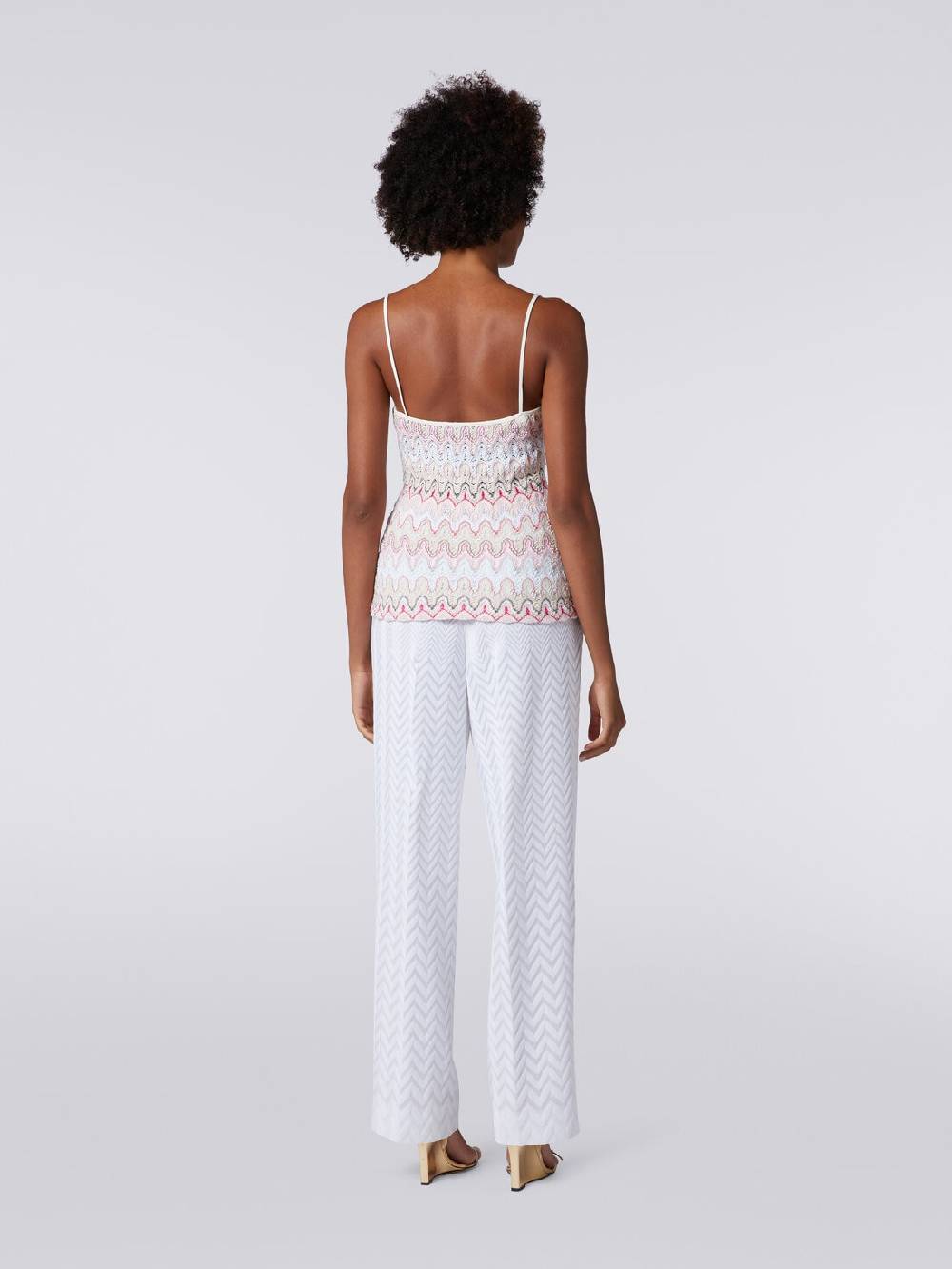 Missoni Top con scollatura a V e spalline in misto viscosa a onde effetto pizzo Saldi