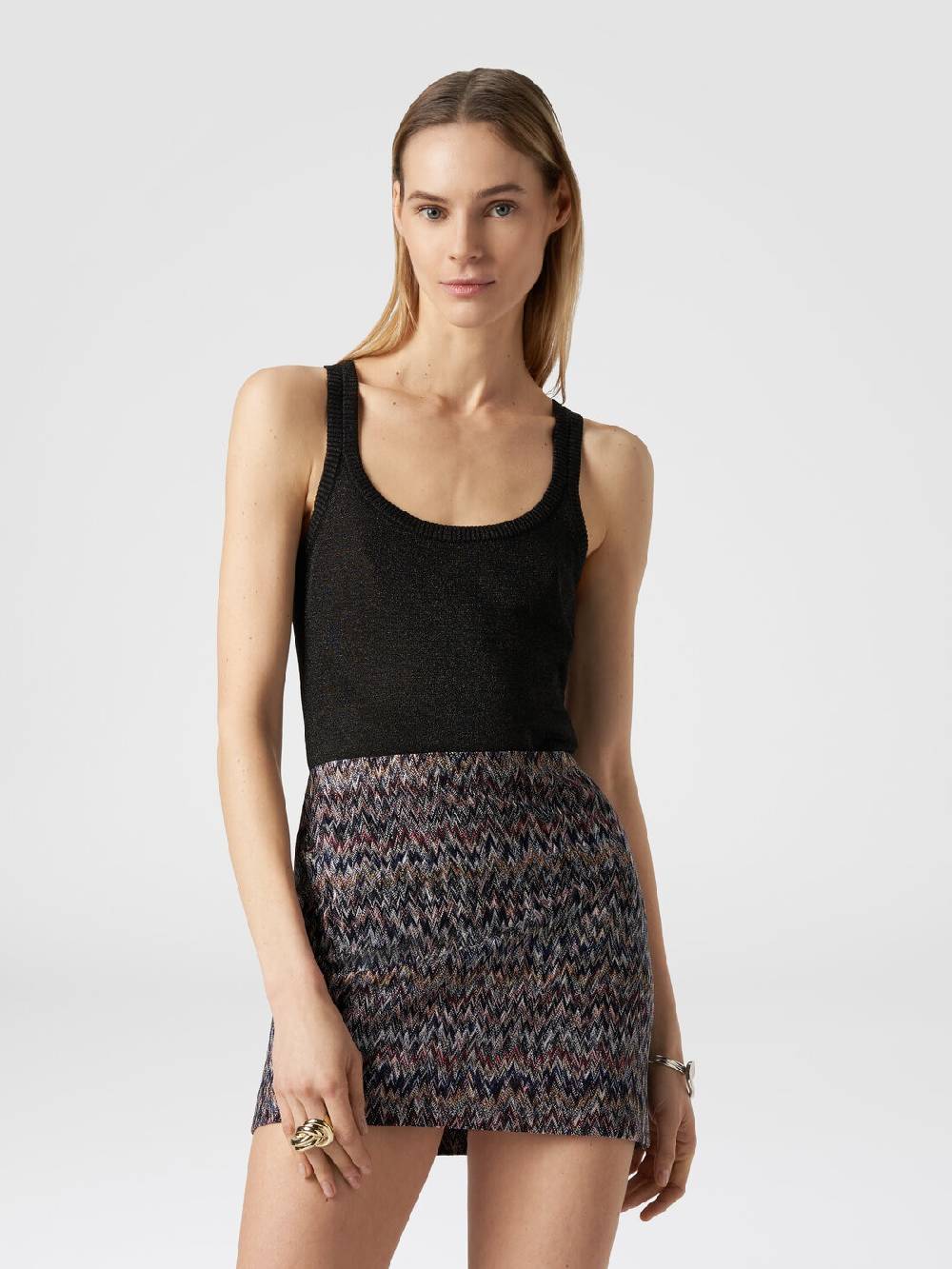 Missoni Minigonna in misto viscosa lamé zig zag Nuova