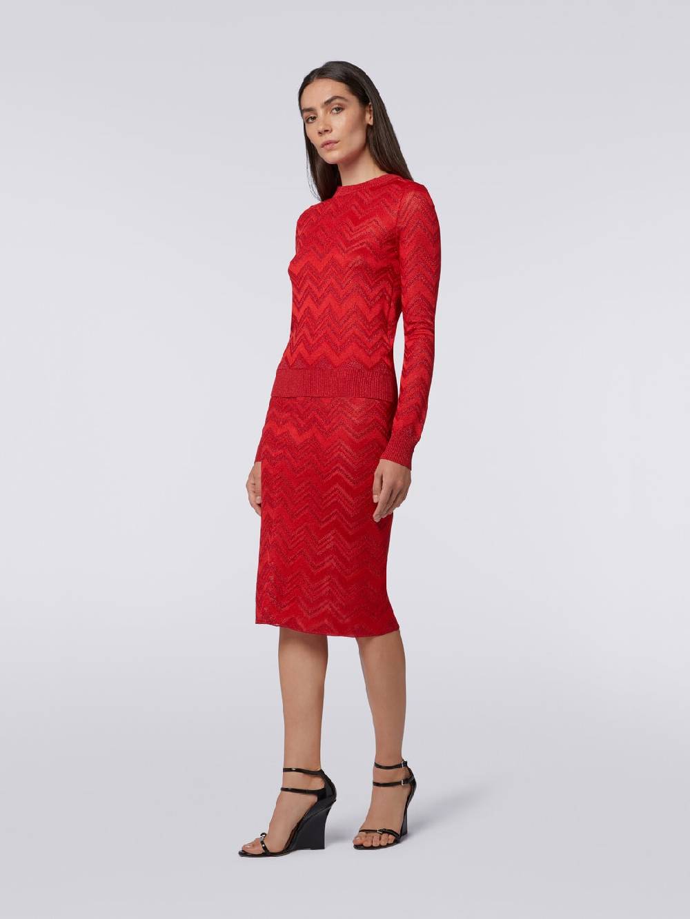 Missoni Gonna longuette in maglia zig zag con lurex Vendite Flash