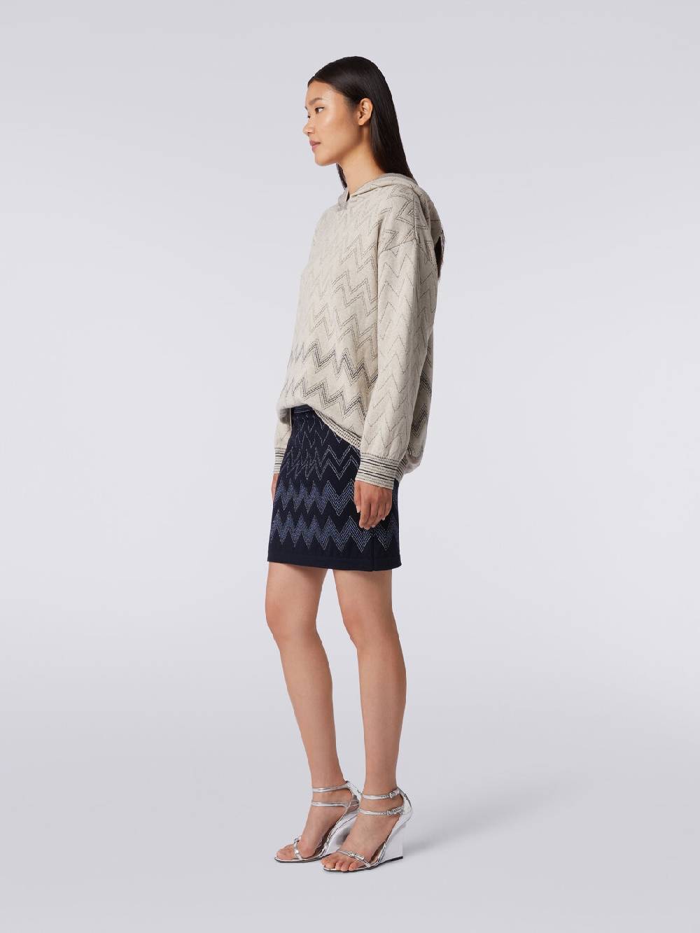 Missoni Minigonna in lana e viscosa zig zag con lurex 2025