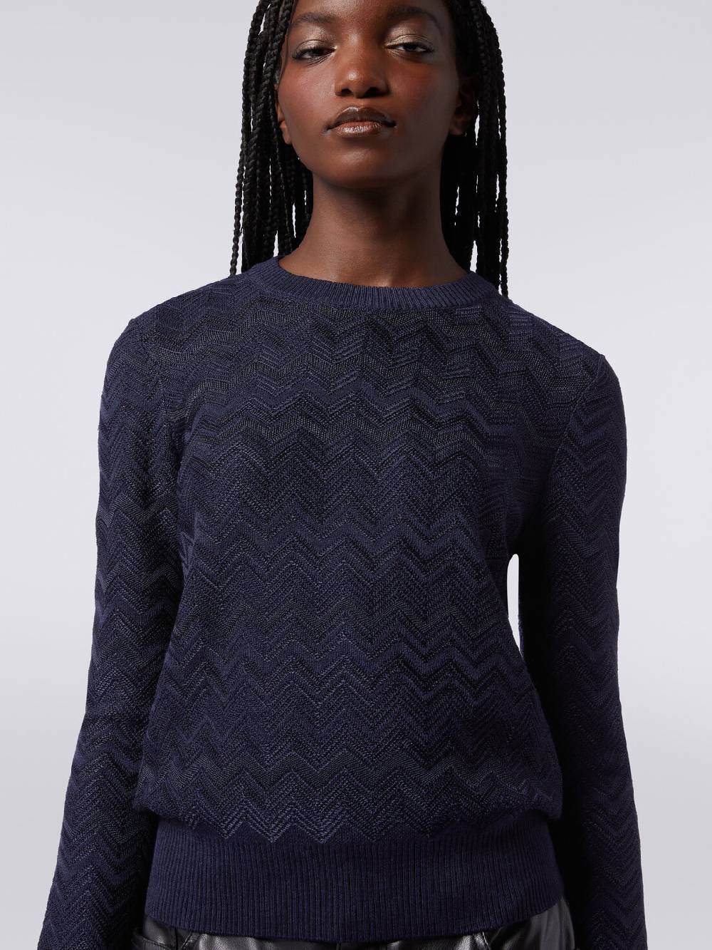 Missoni Pullover girocollo in viscosa e lana chevron Italy