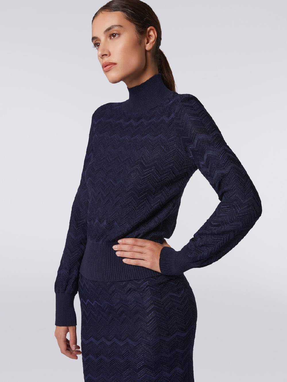 Missoni Pullover a collo alto in viscosa e lana chevron Italia