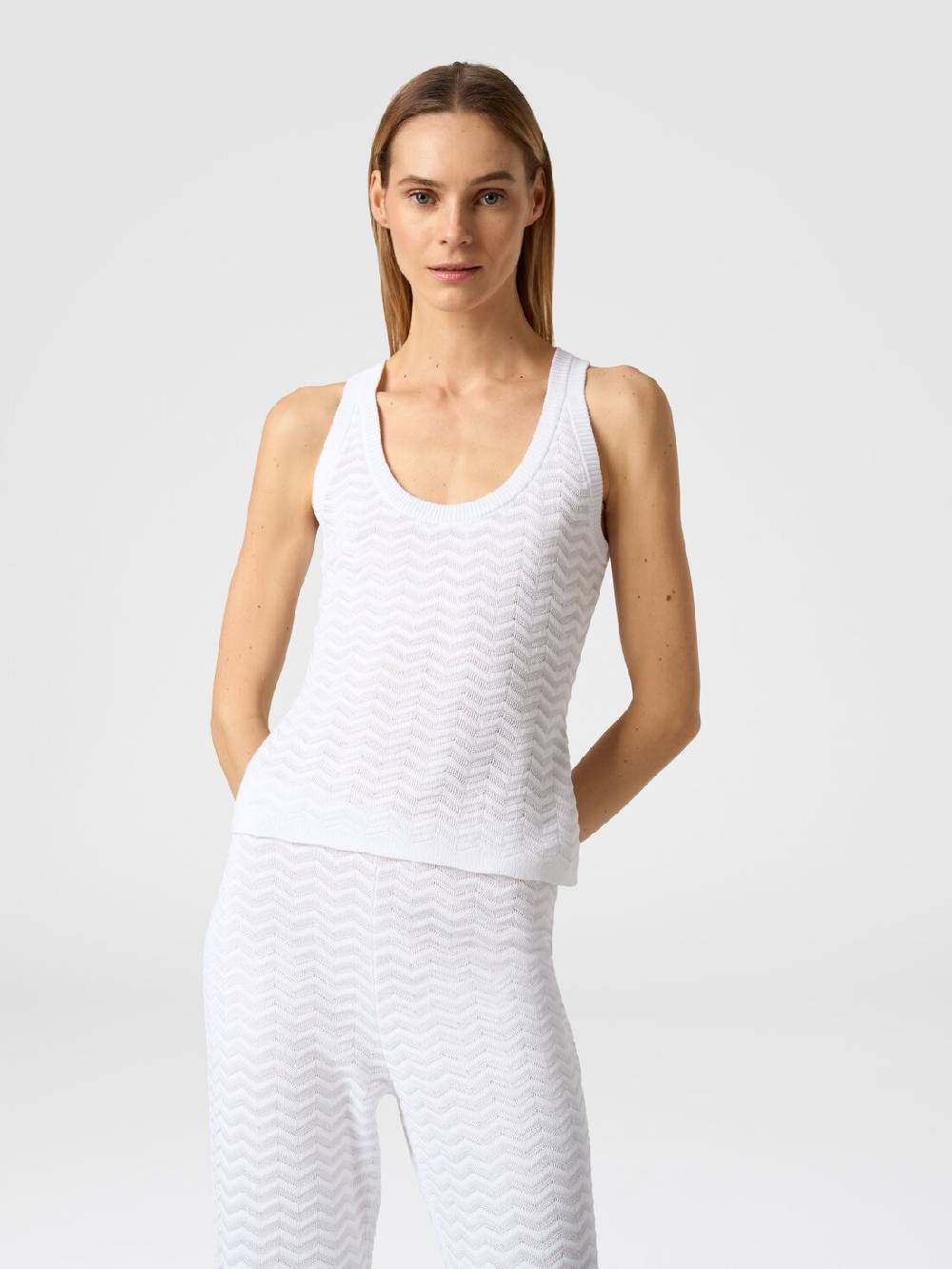 Missoni Canottiera in maglia di viscosa e cotone chevron 2025