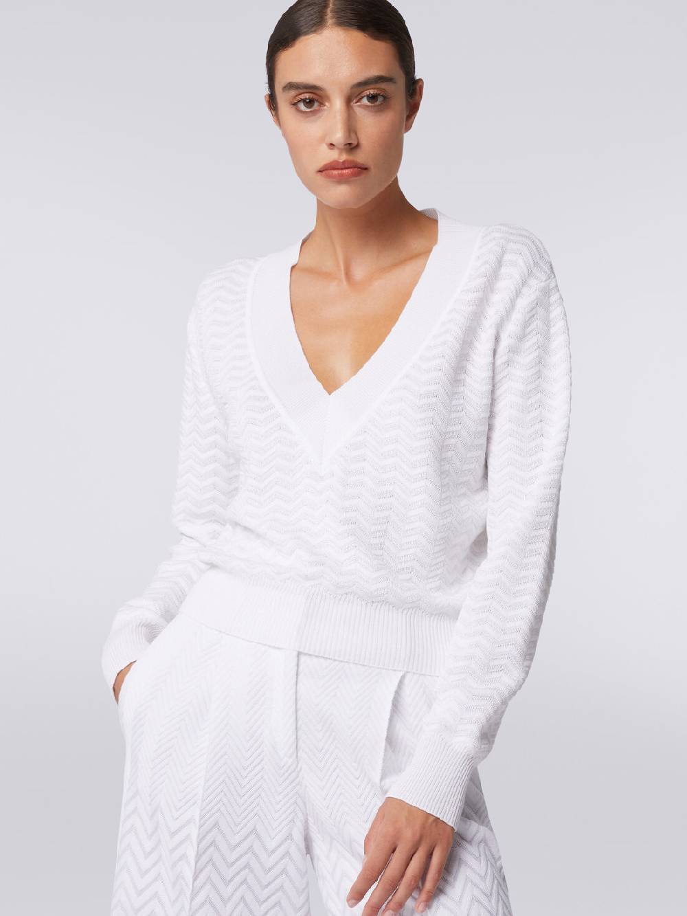 Missoni Pullover con scollatura a V in maglia zig zag Nuovo