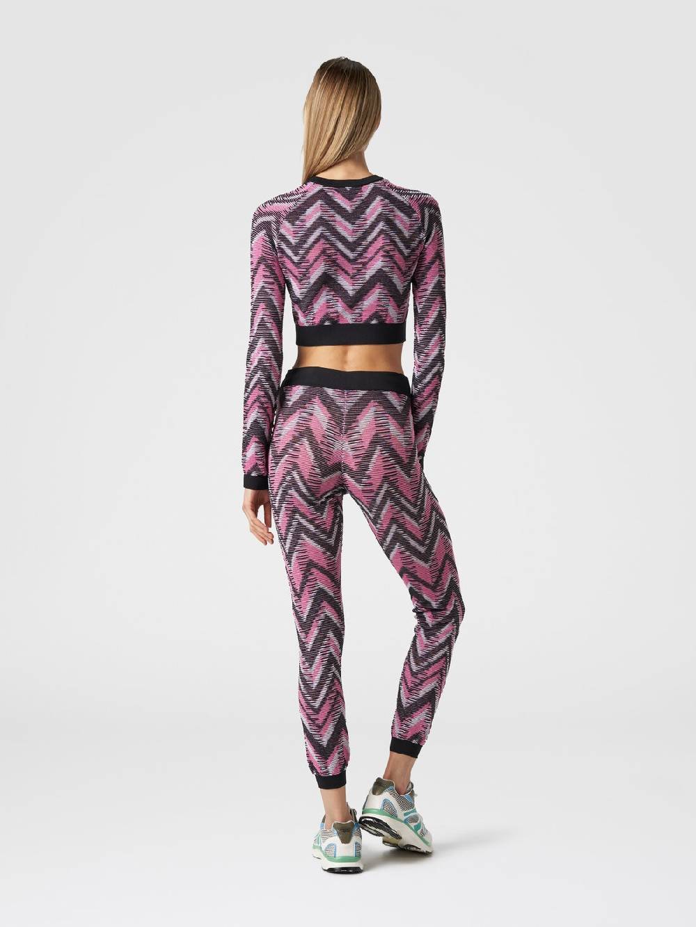 Missoni Crop top a maniche lunghe in maglia chevron con logo Fino Al -60%