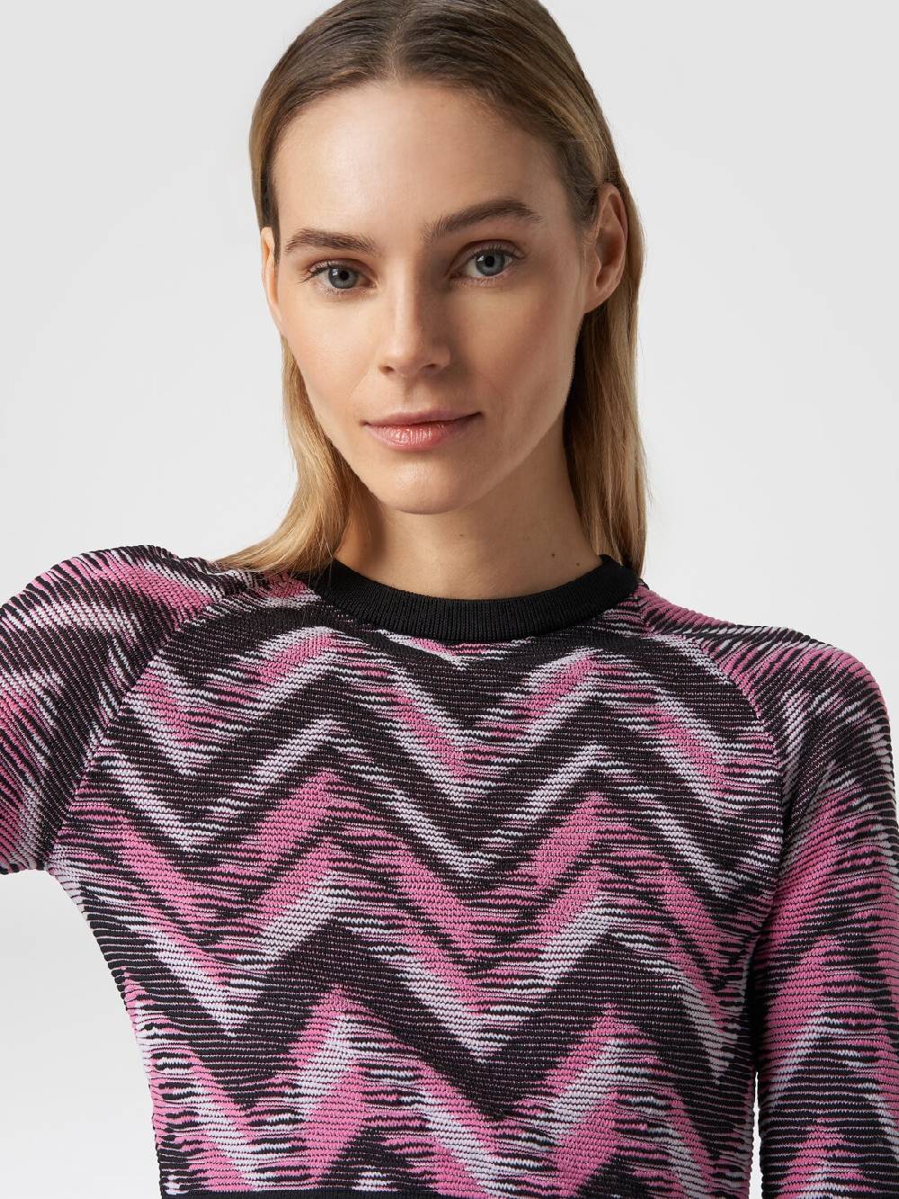 Missoni Crop top a maniche lunghe in maglia chevron con logo Fino Al -60%