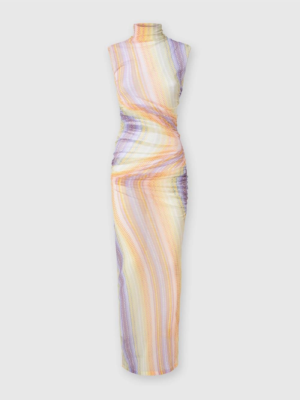 Missoni Abito lungo a collo alto in tulle con arricciature laterali Convenienza