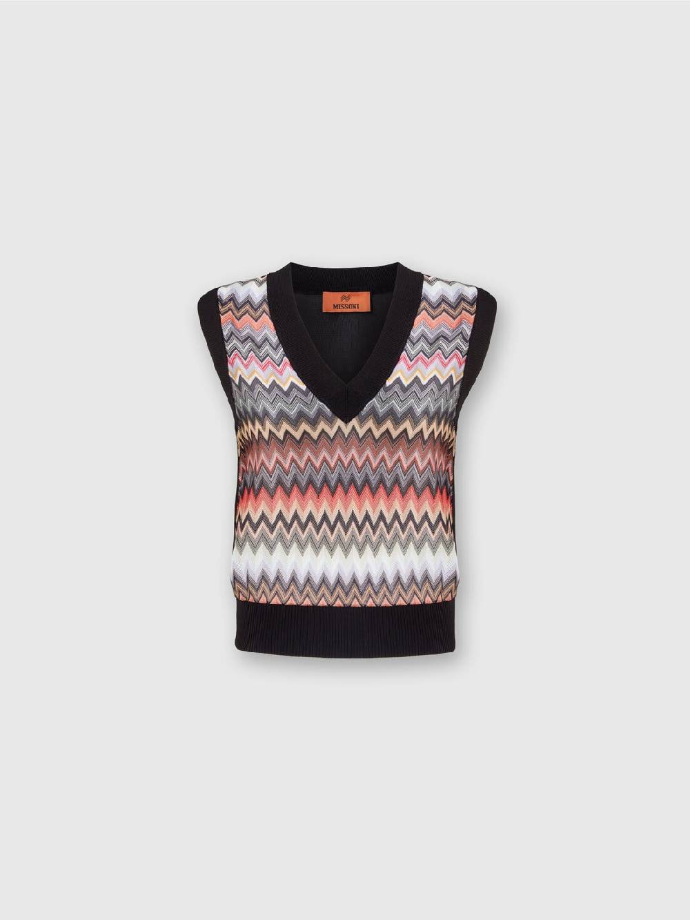 Missoni Gilet in maglia di viscosa zig zag con profili a contrasto Presa