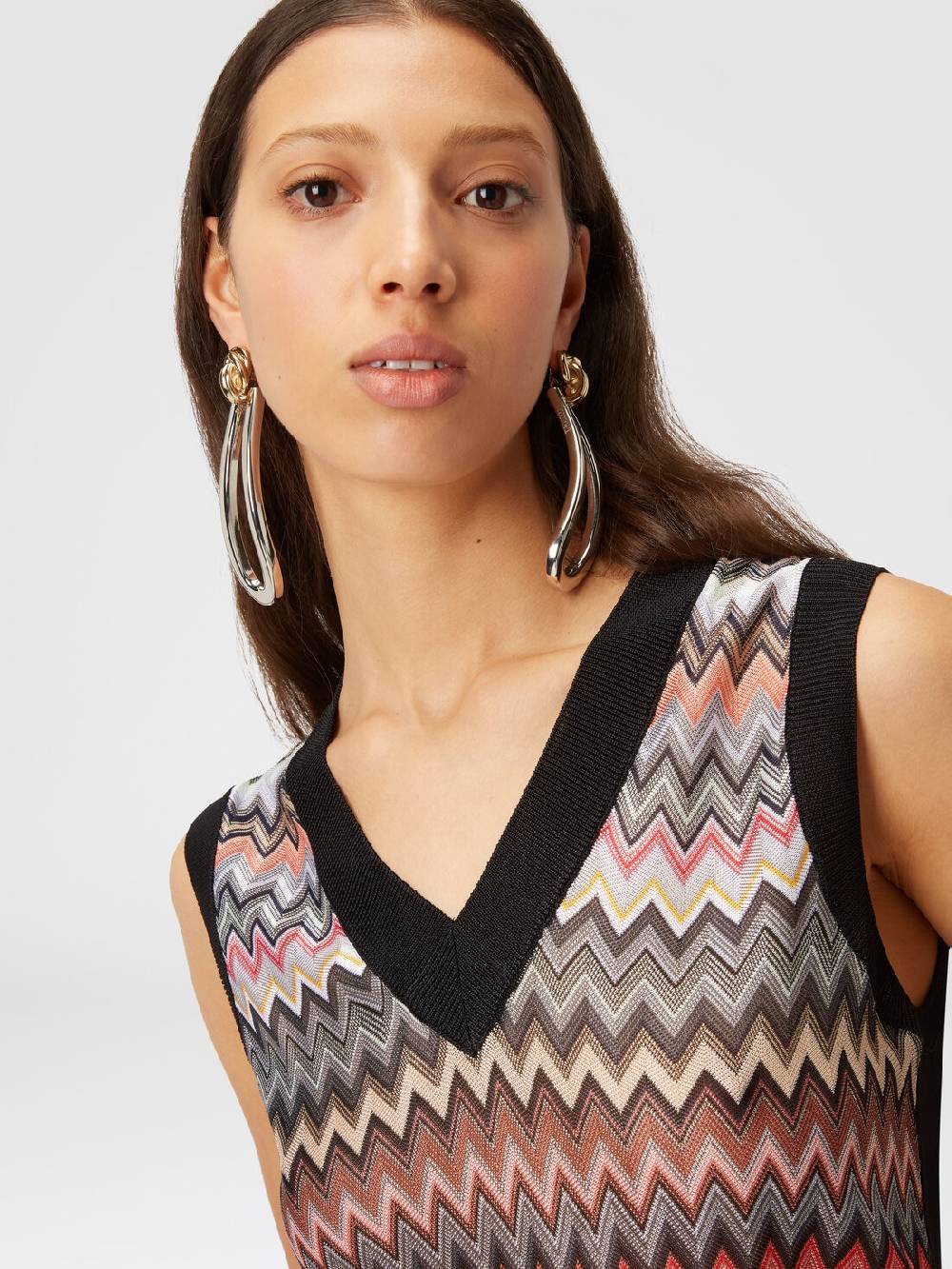 Missoni Gilet in maglia di viscosa zig zag con profili a contrasto Presa