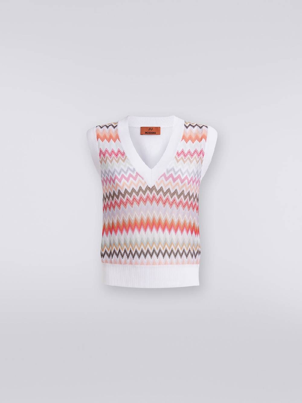 Missoni Gilet in maglia di viscosa zig zag con profili a contrasto Offerta temporanea