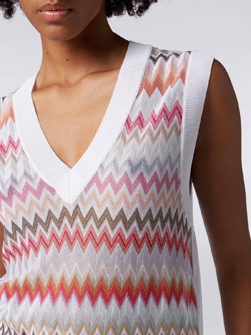 Missoni Gilet in maglia di viscosa zig zag con profili a contrasto Offerta temporanea
