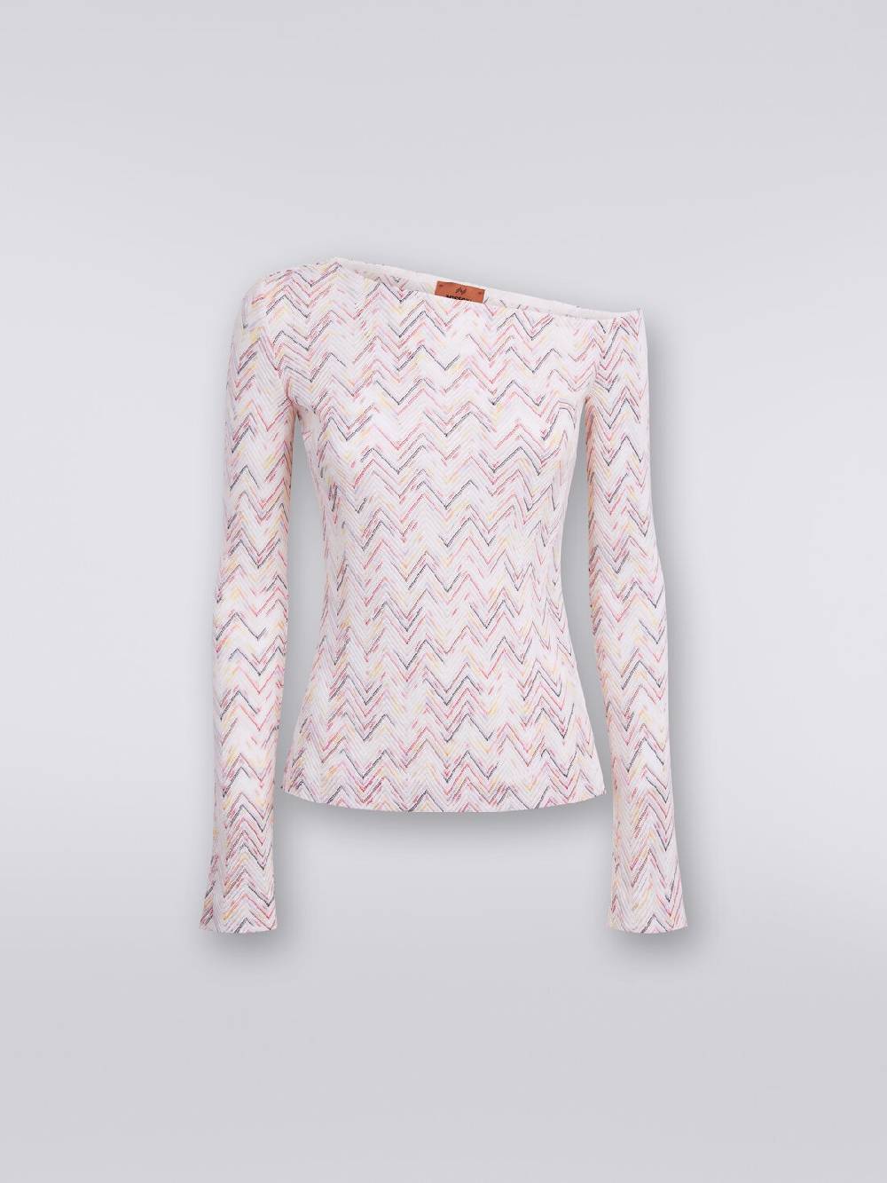 Missoni Pullover in lana e viscosa chevron con scollatura asimmetrica In Vendita