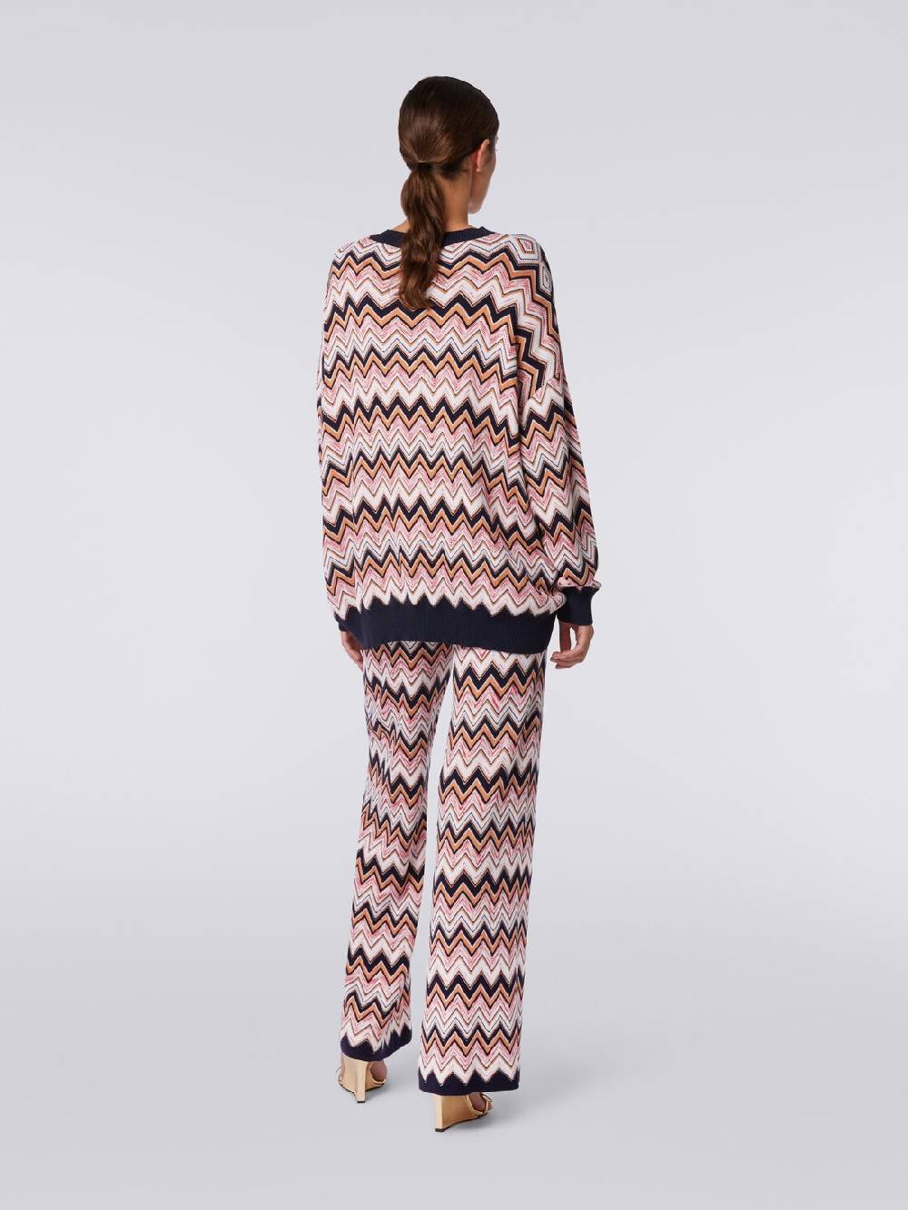 Missoni Pantaloni a palazzo in lana e viscosa chevron Saldi
