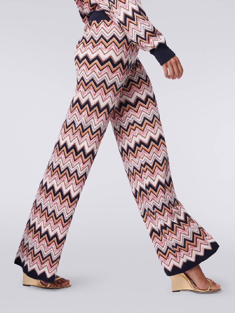 Missoni Pantaloni a palazzo in lana e viscosa chevron Saldi