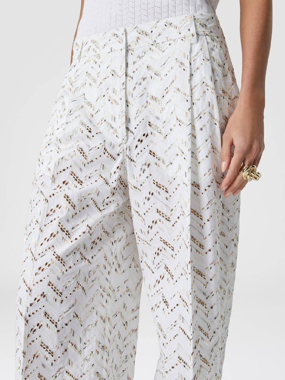 Missoni Pantaloni in popeline di cotone con pizzo sangallo Vendita Economica