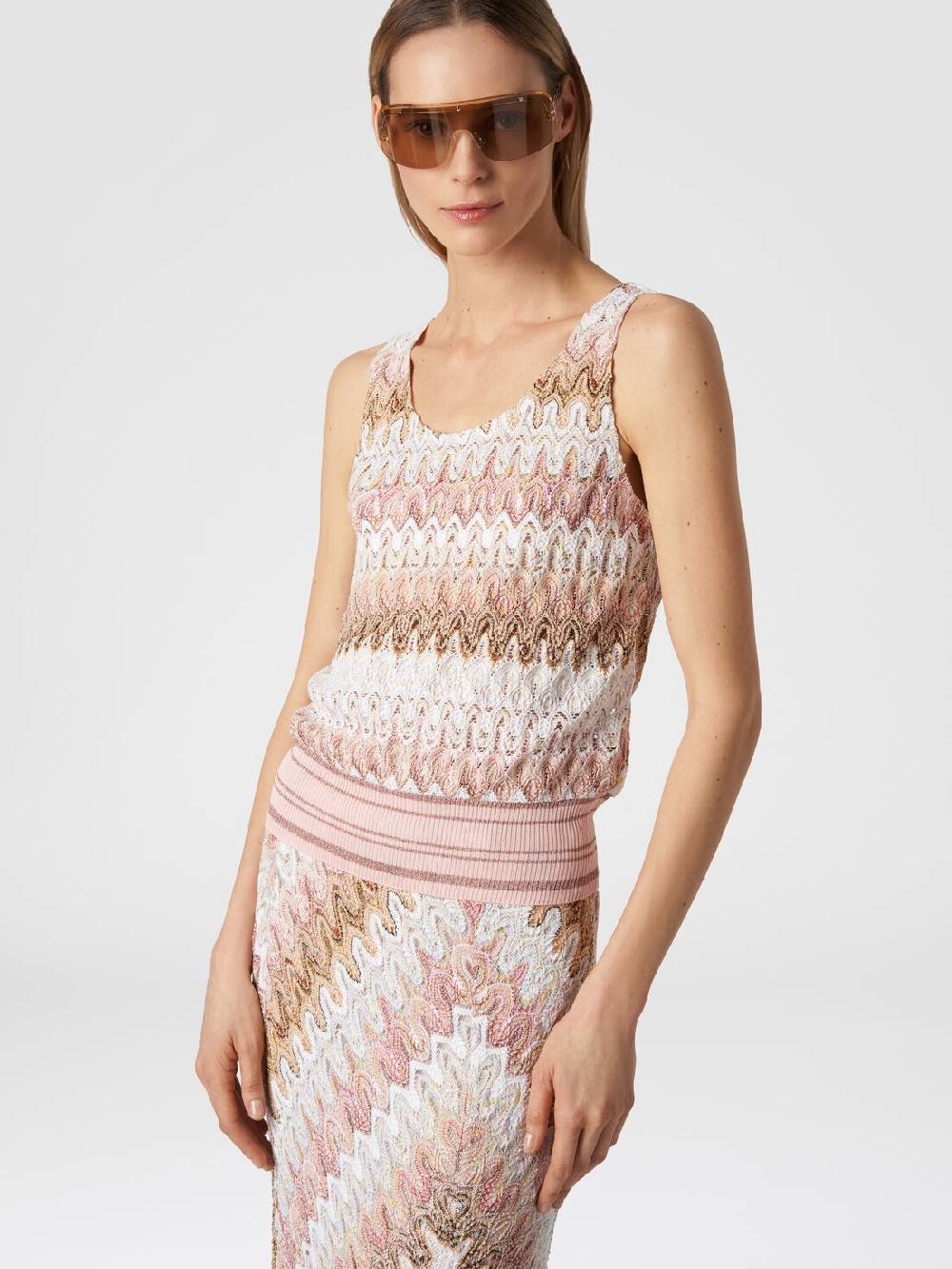 Missoni Canottiera in misto viscosa lamé con motivo a onde Saldi Di Fabbrica
